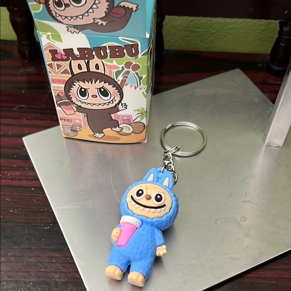 Fashion Blue Keychain Toy & Pink PomPom With Flower Charm-#1 - Picture 4 of 11